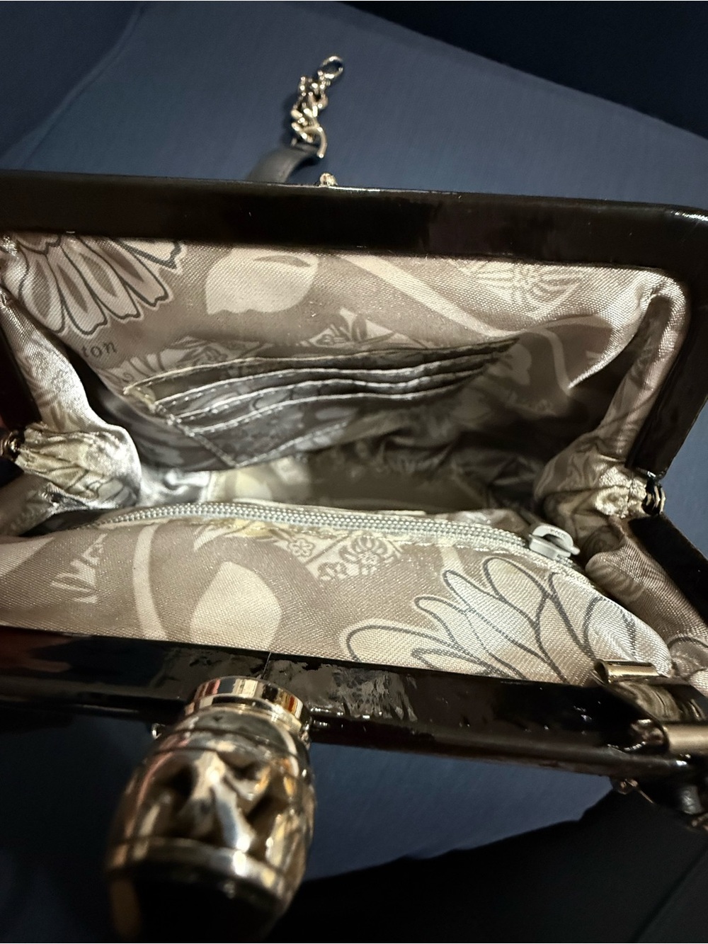 Brighton Quilted Black Leather Purse Bag Clutch Convertible Chain Crossbody - Picture 7 of 15